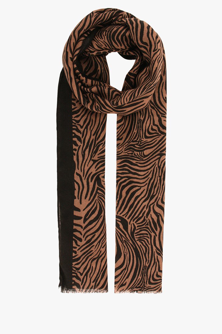Bruine sjaal met zwarte print van Liberty Island voor Dames