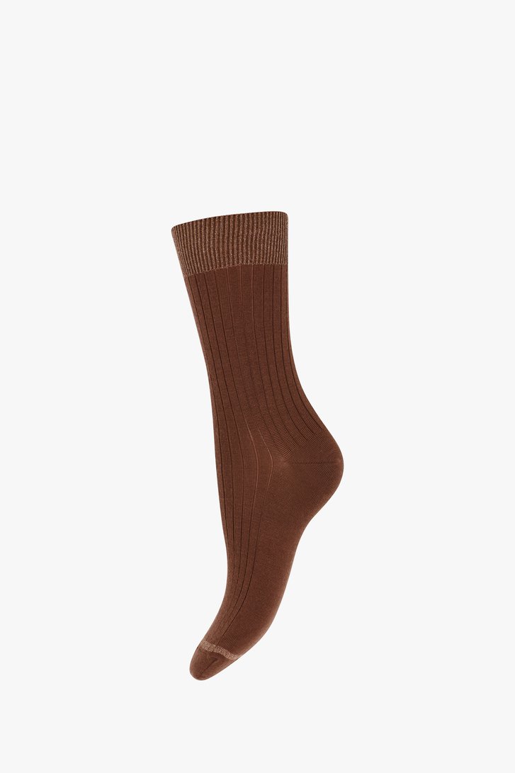 Bruine sokken met glitterrand 