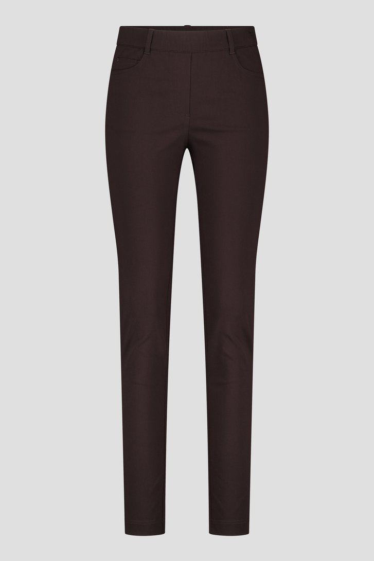 Bruine stretchbroek met elastische tailleband van Claude Arielle voor Dames