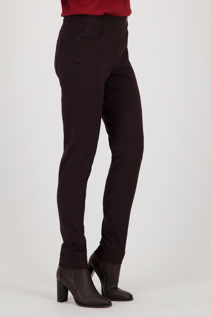 Bruine stretchbroek met elastische tailleband van Claude Arielle voor Dames