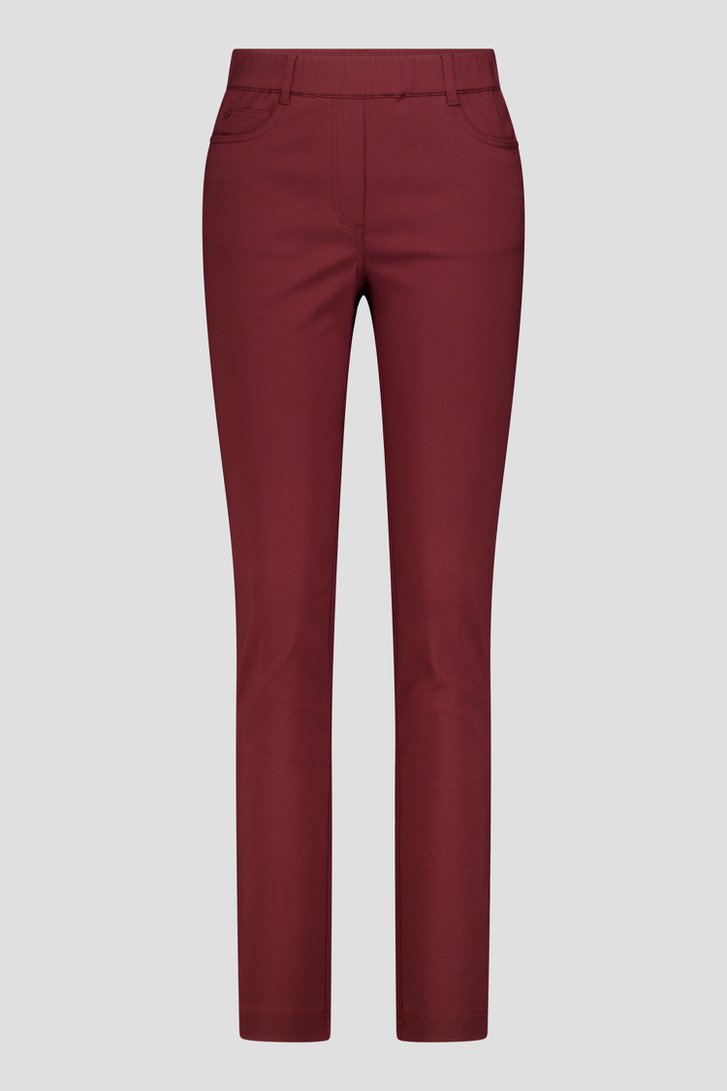 Productfoto 1 van Bruine stretchbroek met elastische tailleband door Claude Arielle voor Dames