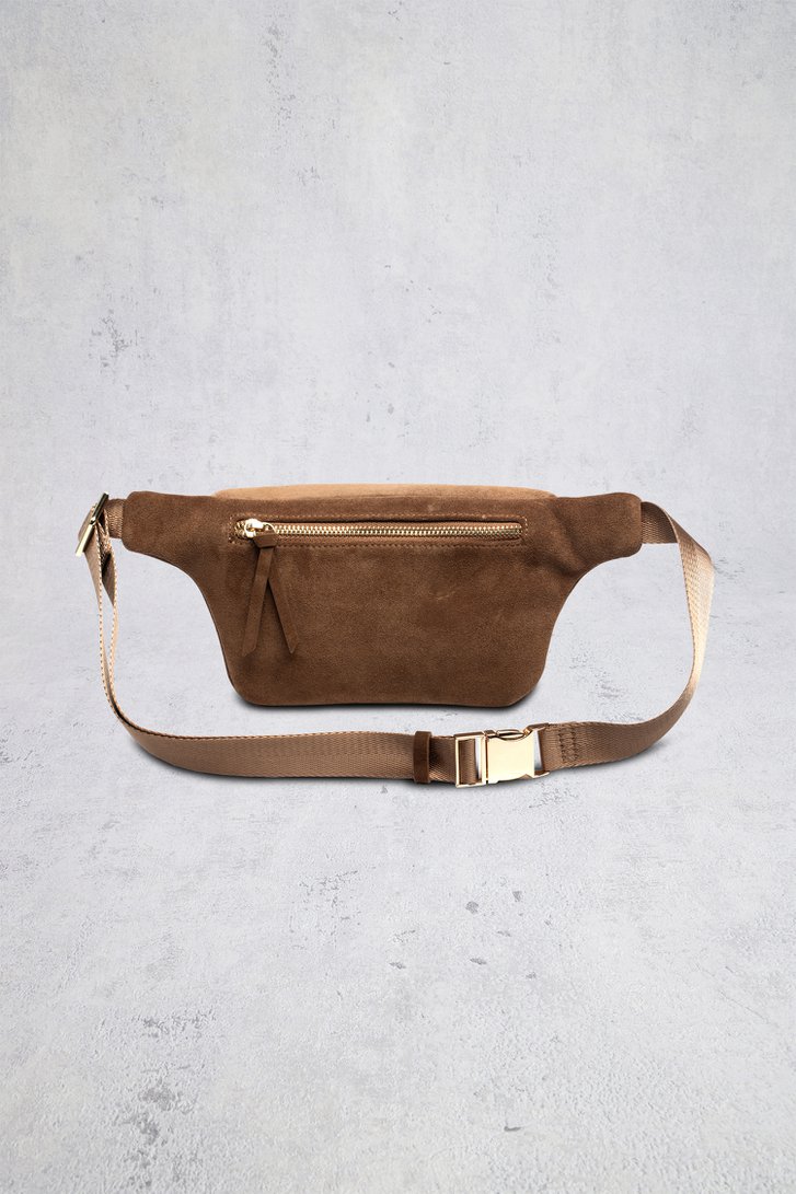 Achterkant van Bruine suède crossbodytas door Crinkles voor Dames