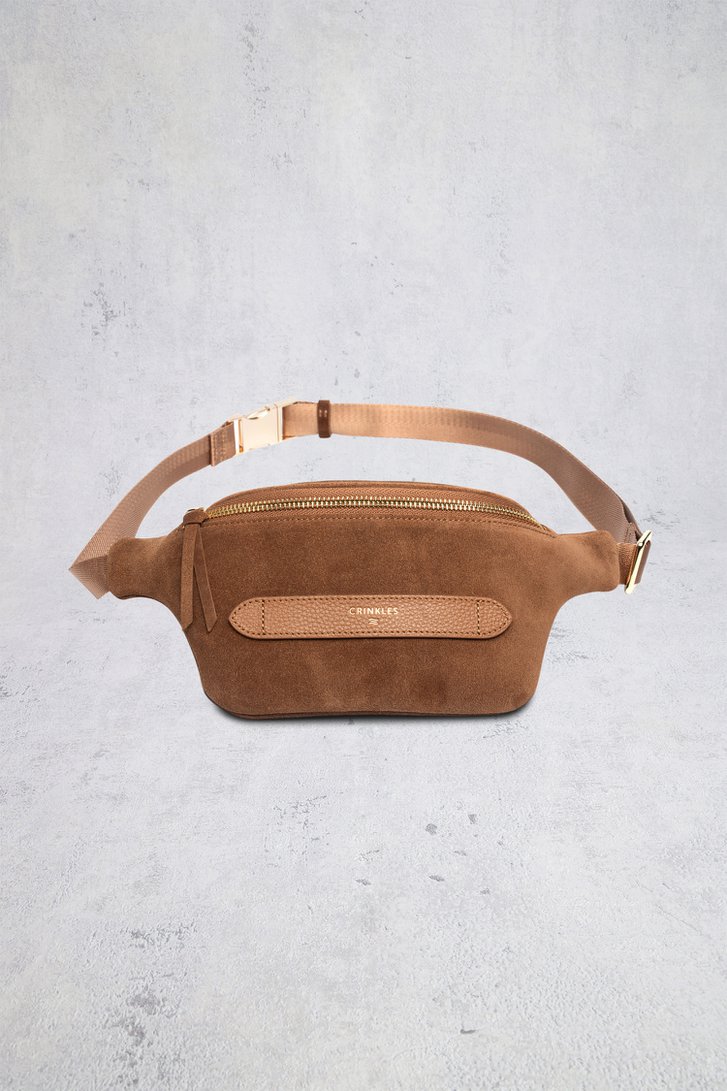 Voorkant van Bruine suède crossbodytas door Crinkles voor Dames