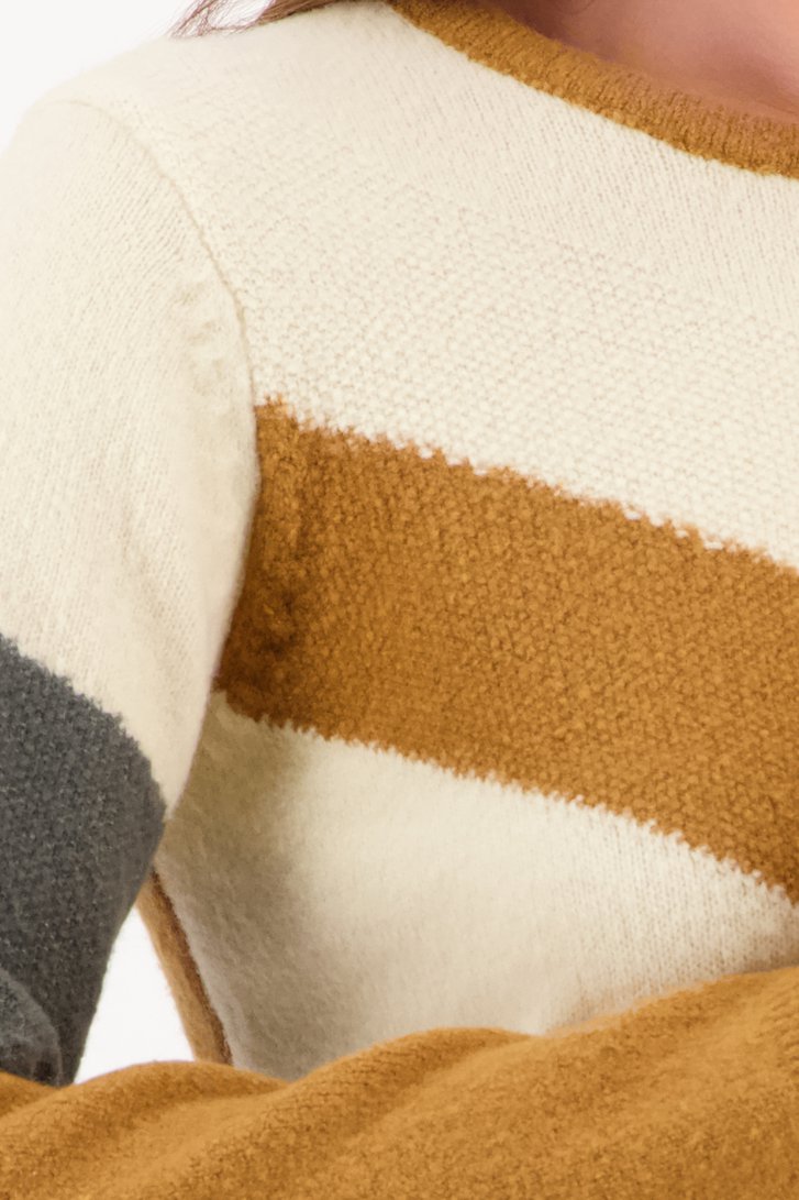 Bruine trui met beige print  van Diane Laury voor Dames