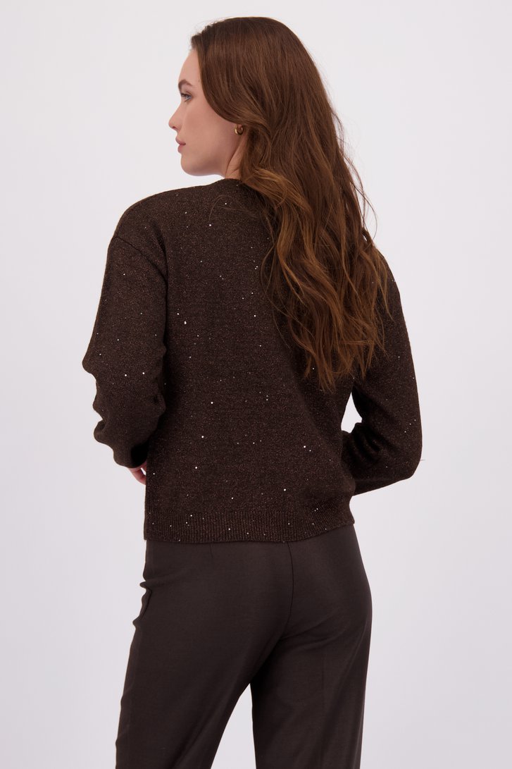 Achterkant van Bruine trui met glitters door Geisha voor Dames