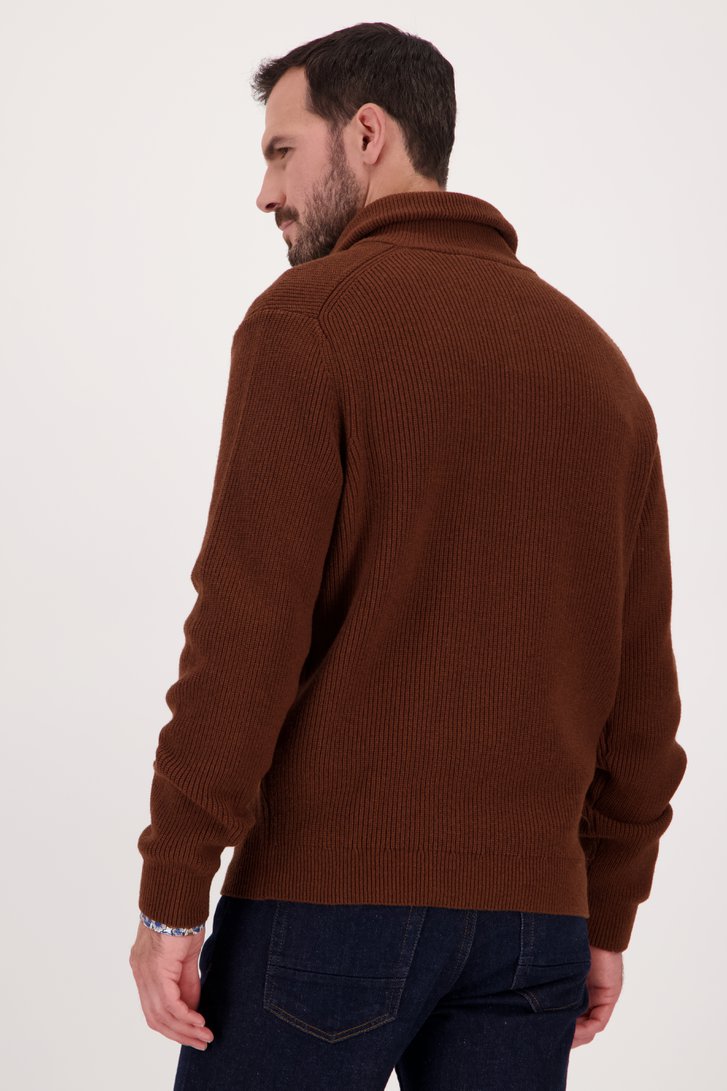 Bruine trui met hoge kraag van Upper East voor Heren