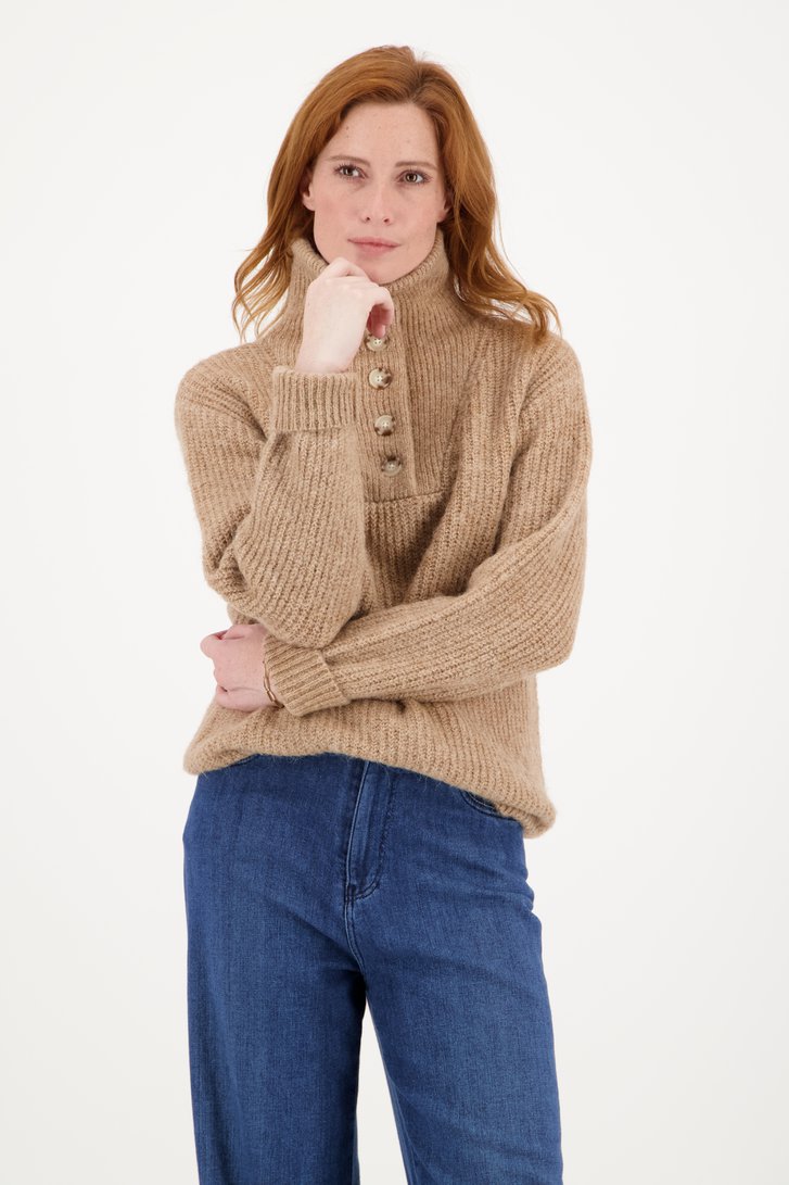 Passport Sweater met korte mouwen bruin casual uitstraling Mode Sweaters Sweaters met korte mouwen 