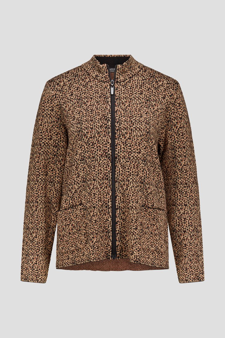 Bruine vest met oranje-zwart patroon van Signature voor Dames
