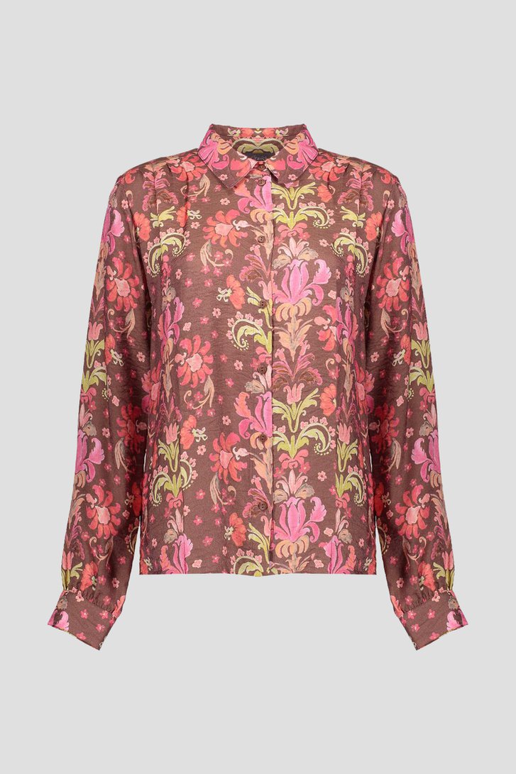 Productfoto 1 van Bruinrode blouse met kleurrijk bloemenmotief door Geisha voor Dames