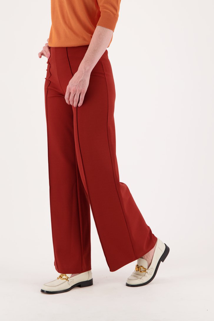 Bruinrode broek met naden - straight fit van Liberty Island voor Dames
