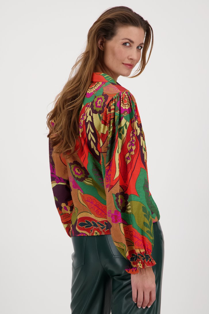 Camel blouse met kleurrijke print van Geisha voor Dames