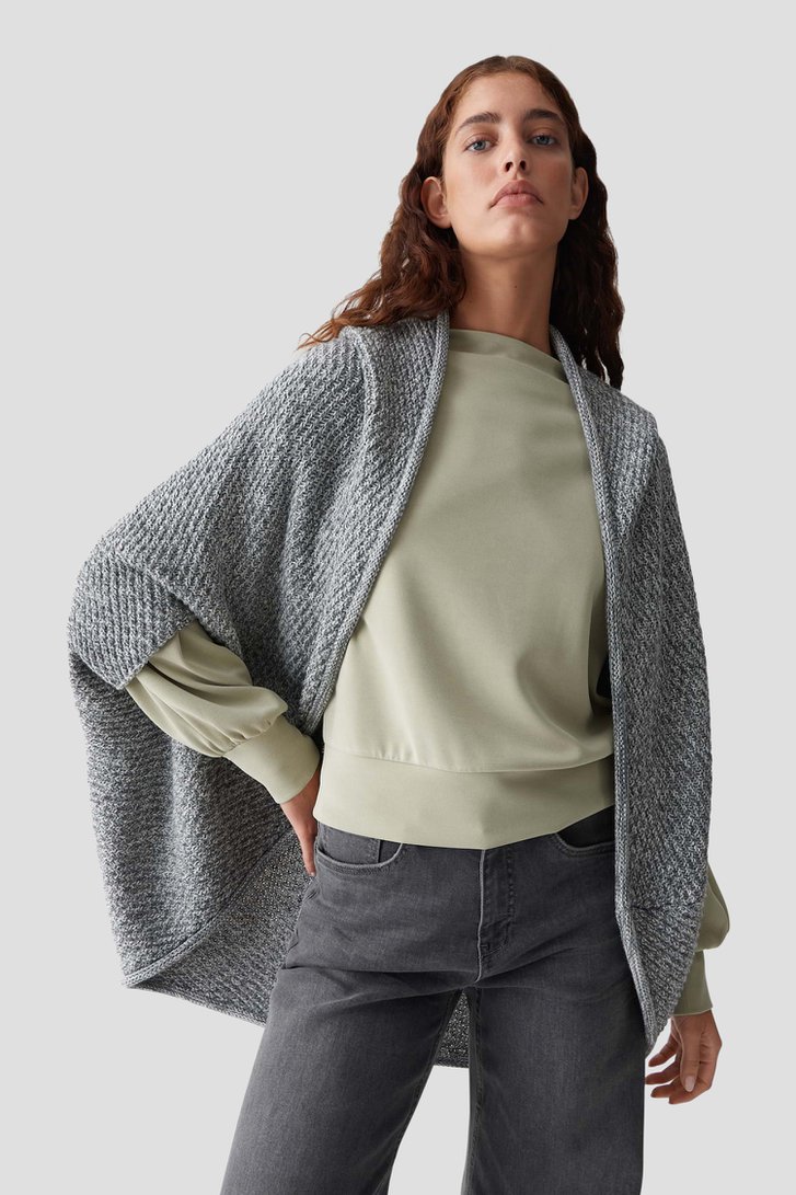 Le devant de Cape tricotée grise de Opus pour Femmes