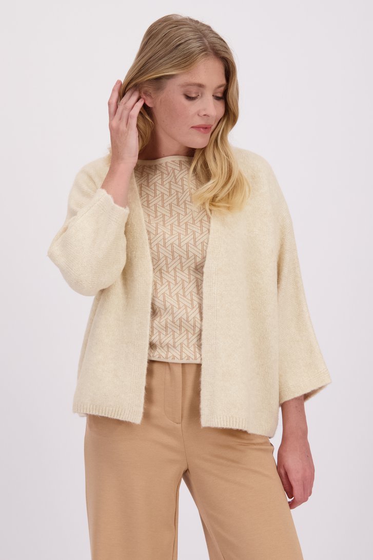 Le devant de Cardigan beige à manches trois-quarts de Libelle pour Femmes