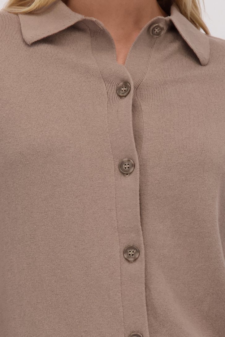 Détail de Cardigan beige avec col de Liberty Island pour Femmes