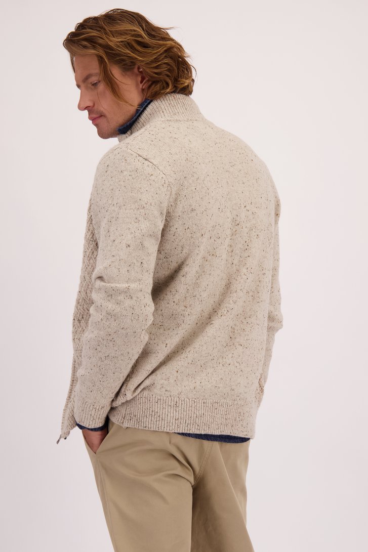Le dos de Cardigan beige avec fermeture éclair de Ravøtt pour Hommes