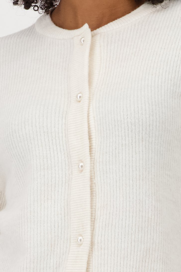 Détail de Cardigan beige clair avec boutons de perles de JDY pour Femmes