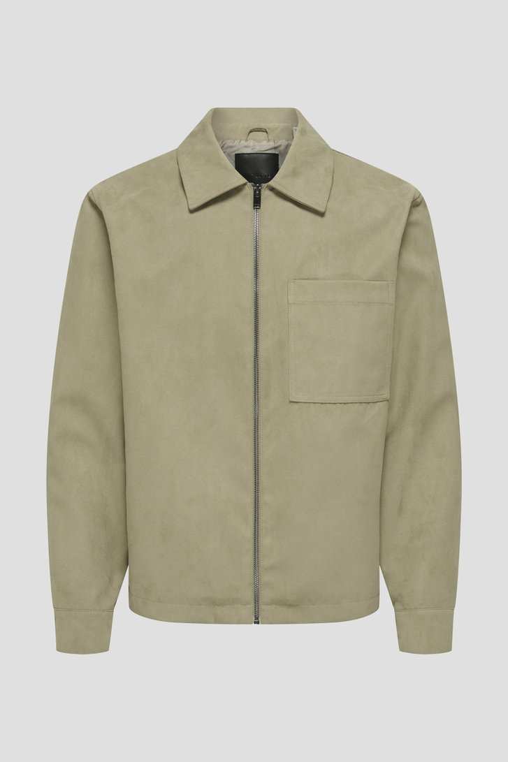 Photo produit 1 de Cardigan beige en faux-daim de Only & Sons pour Hommes