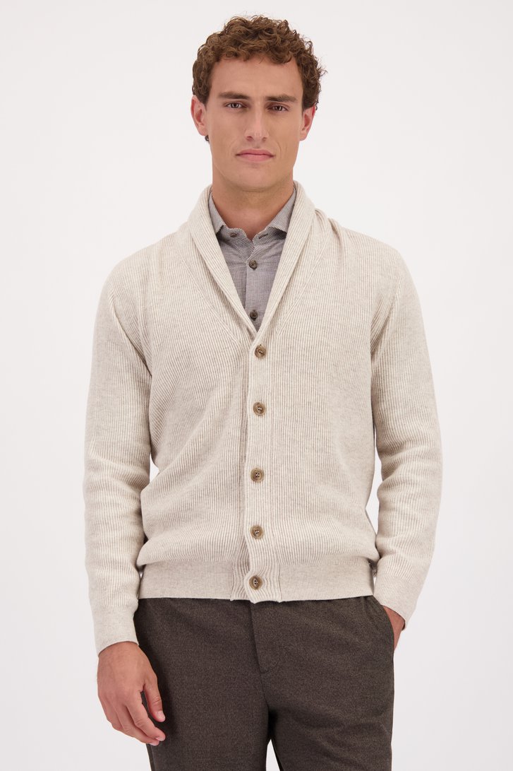 Le devant de Cardigan beige en maille de Upper East pour Hommes