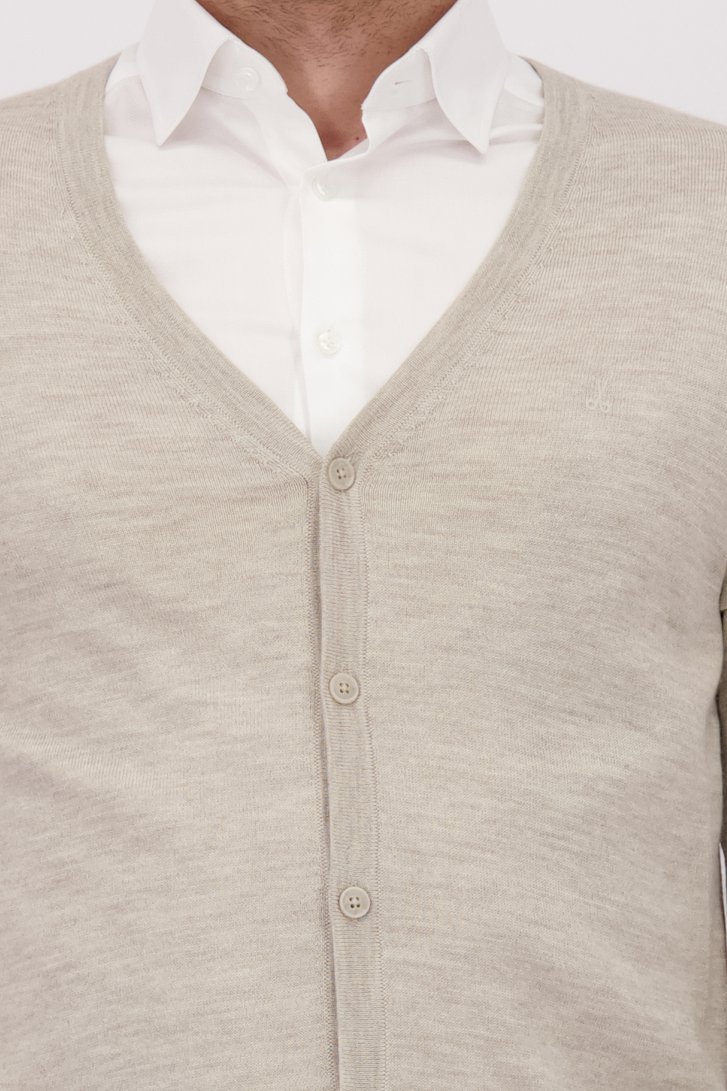 Détail de Cardigan beige finement tricoté de Dansaert Black pour Hommes