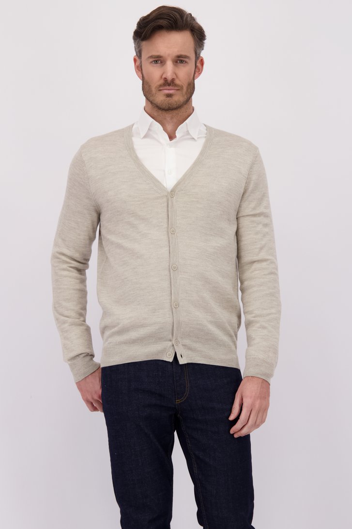 Le devant de Cardigan beige finement tricoté de Dansaert Black pour Hommes