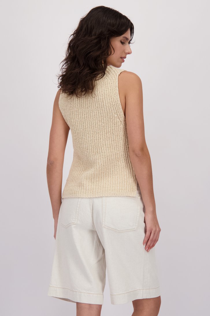 Détail de Cardigan beige sans manches avec boutons de Louise pour Femmes