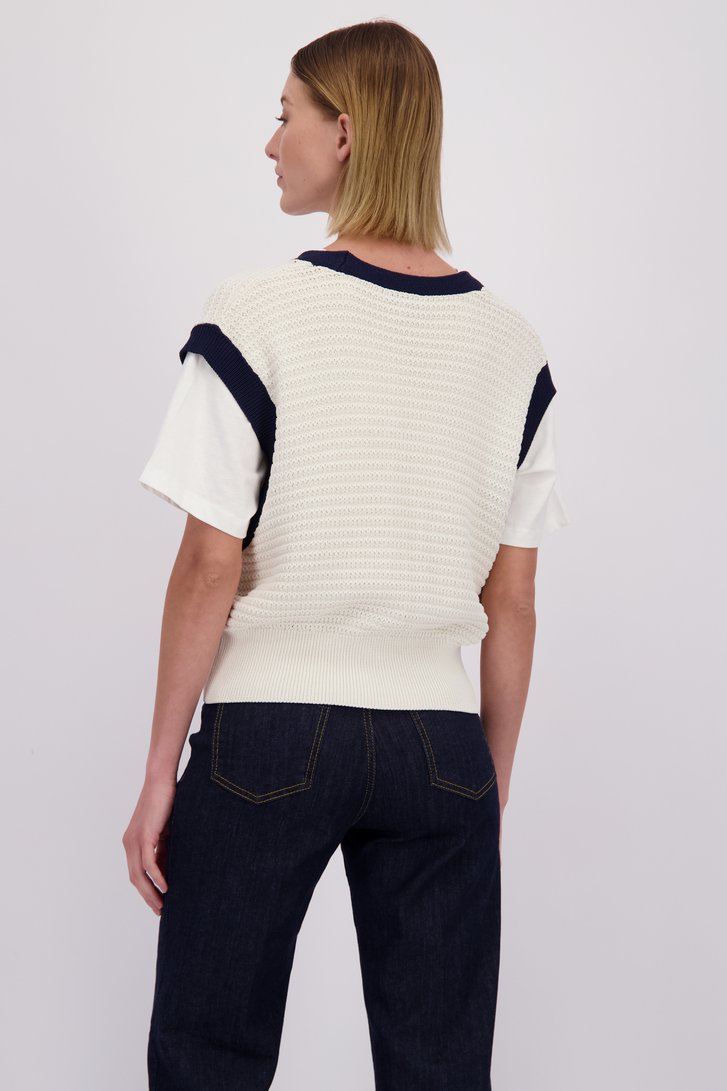 Le dos de Cardigan blanc à manches courtes de More & More pour Femmes