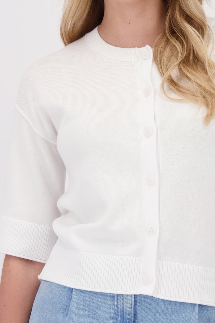 Détail de Cardigan blanc à manches trois-quarts de Libelle pour Femmes