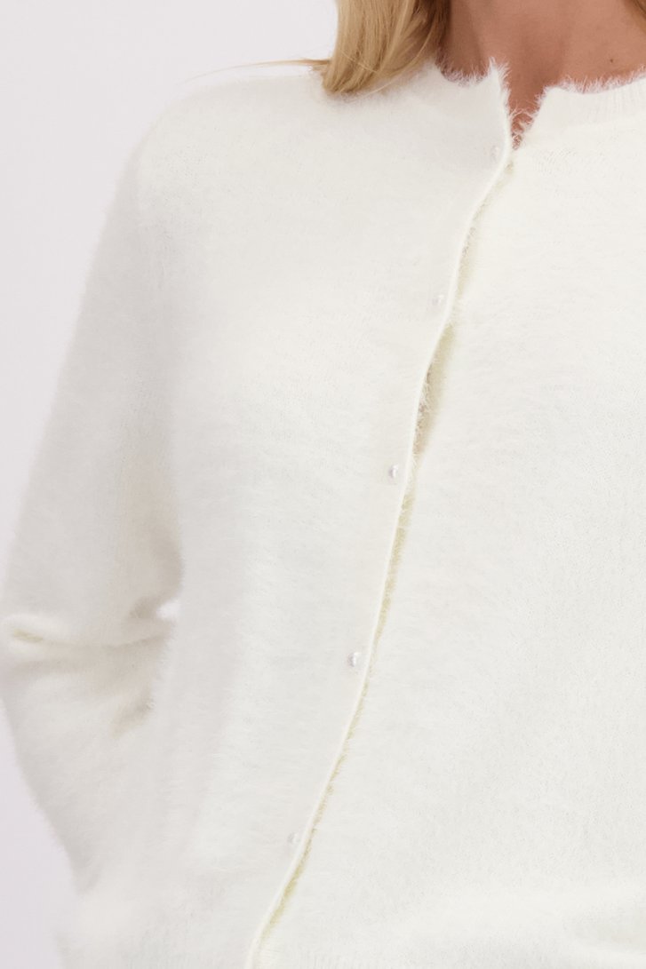 Détail de Cardigan blanc en tissu imitation fourrure de Liberty Island pour Femmes