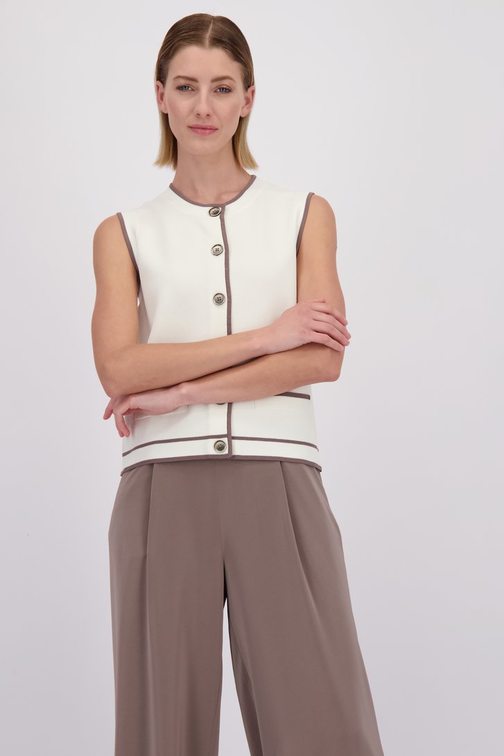 Le dos de Cardigan blanc sans manches de D'Auvry pour Femmes