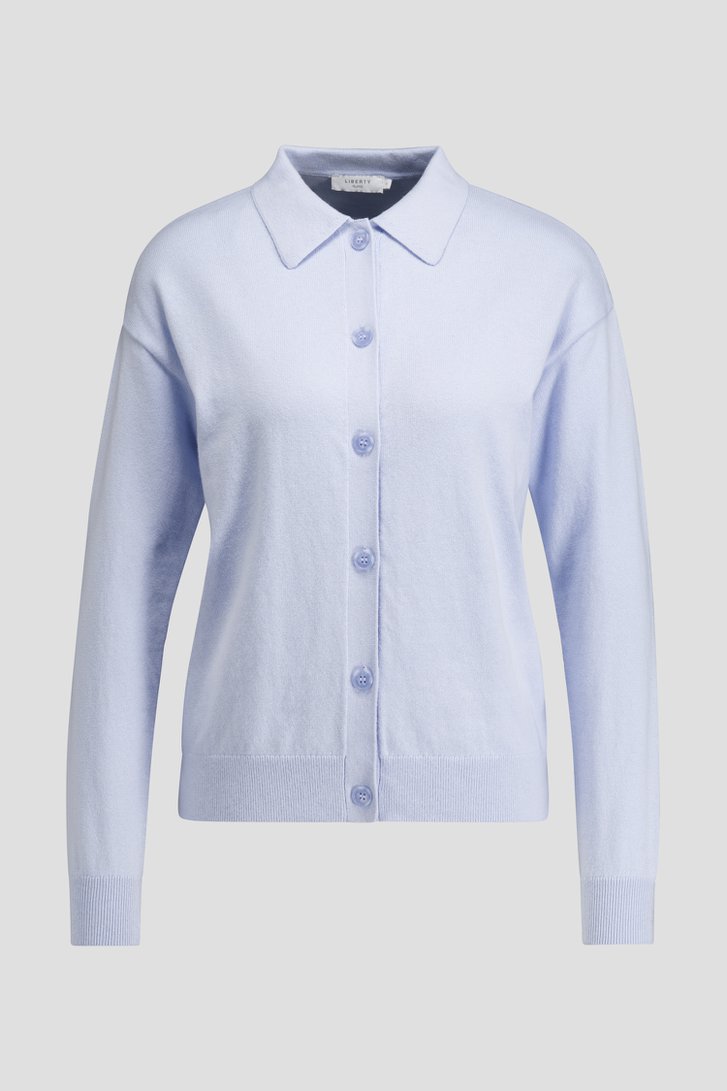 Photo produit 1 de Cardigan bleu clair avec col de Liberty Island pour Femmes