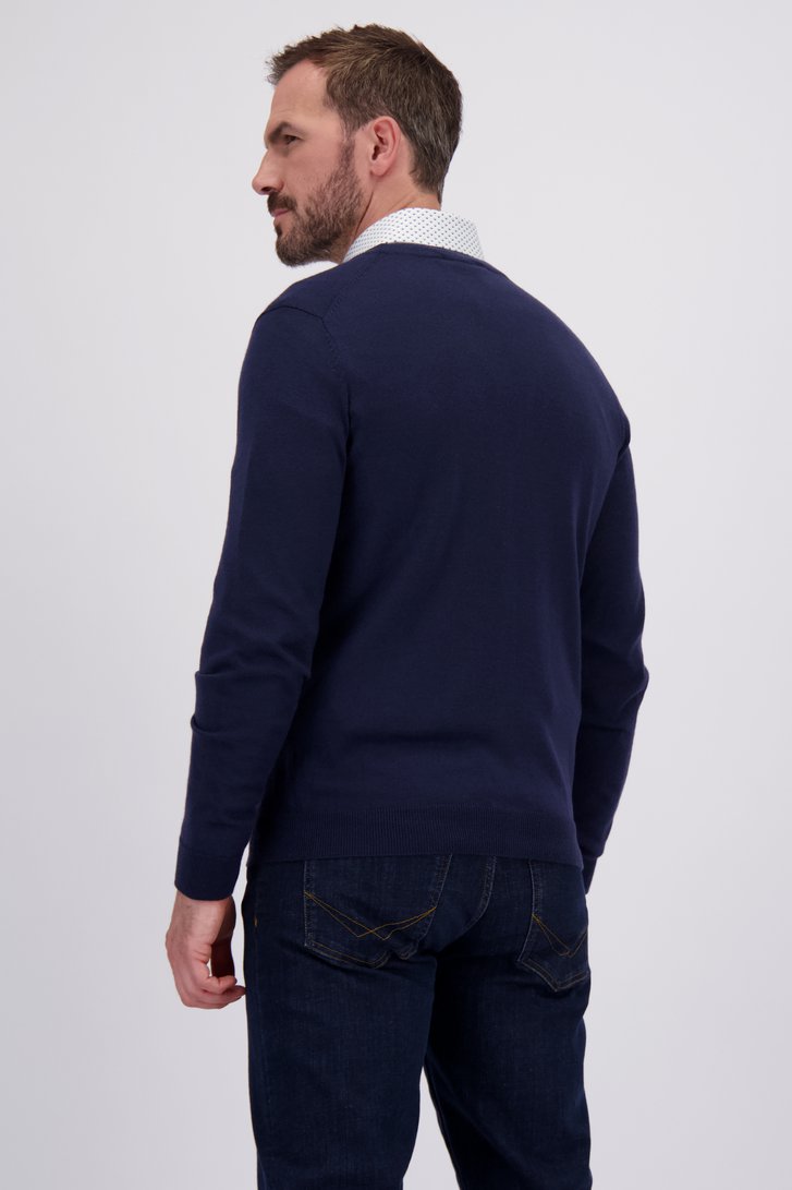 Le dos de Cardigan bleu en maille fine de Dansaert Black pour Hommes