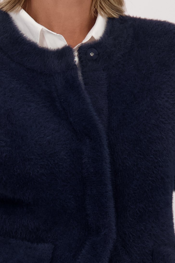 Détail de Cardigan bleu foncé à manches longues de Claude Arielle pour Femmes