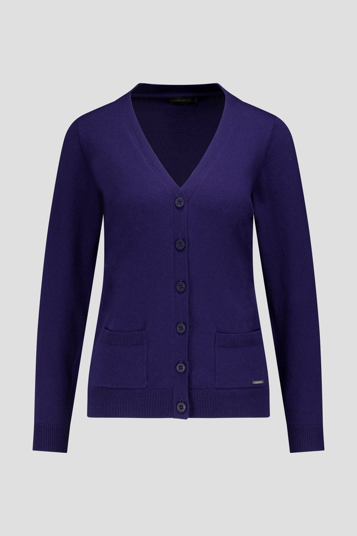 Photo produit 1 de Cardigan bleu foncé avec boutons tonaux de Claude Arielle pour Femmes