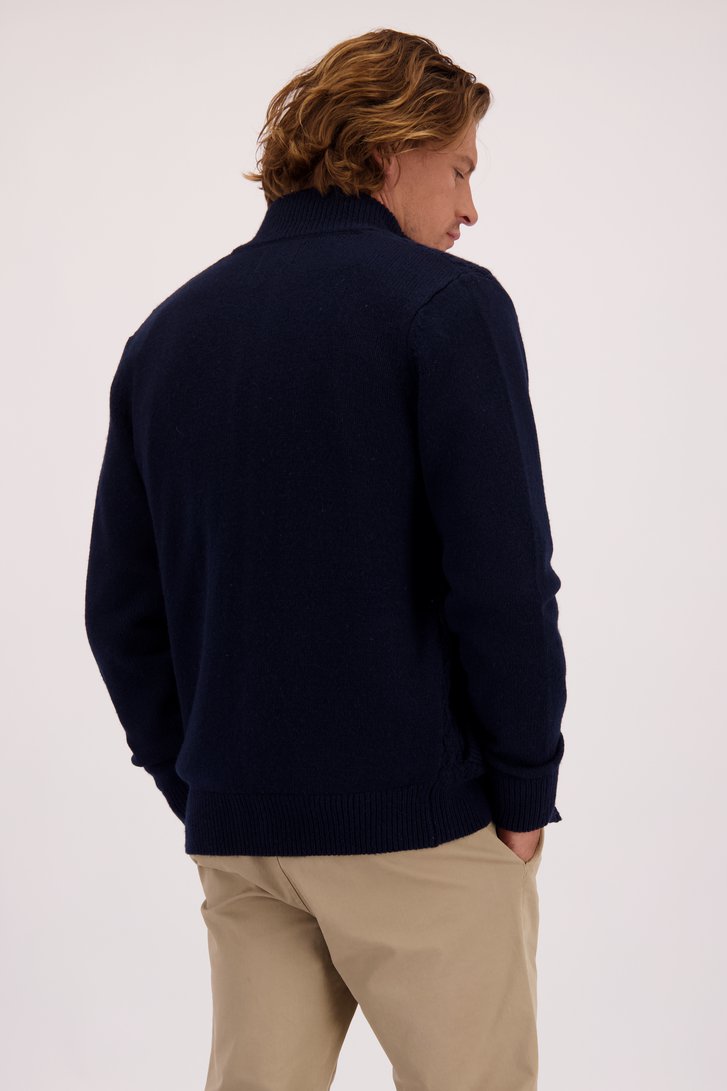 Le dos de Cardigan bleu marine zippé de Ravøtt pour Hommes