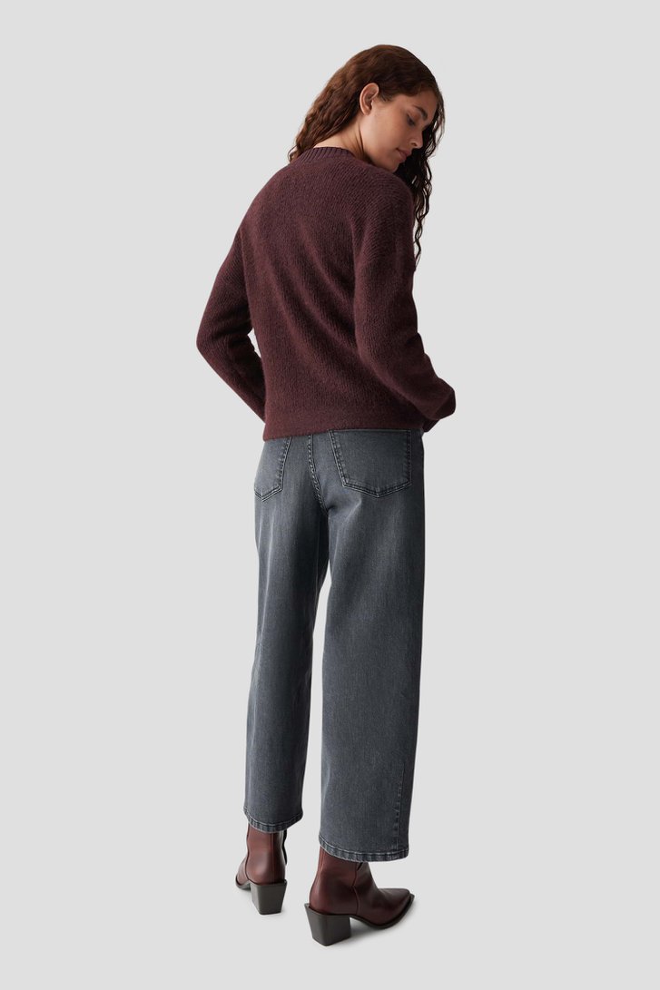 Le dos de Cardigan bordeaux en laine et mohair de Opus pour Femmes