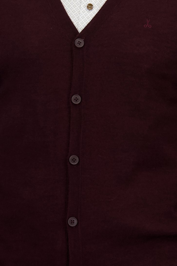 Détail de Cardigan bordeaux en maille fine de Dansaert Black pour Hommes