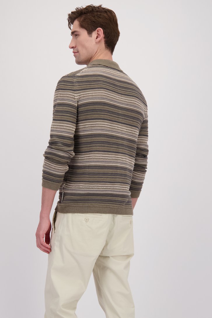Le dos de Cardigan brun rayé à manches longues de Marc O'Polo pour Hommes