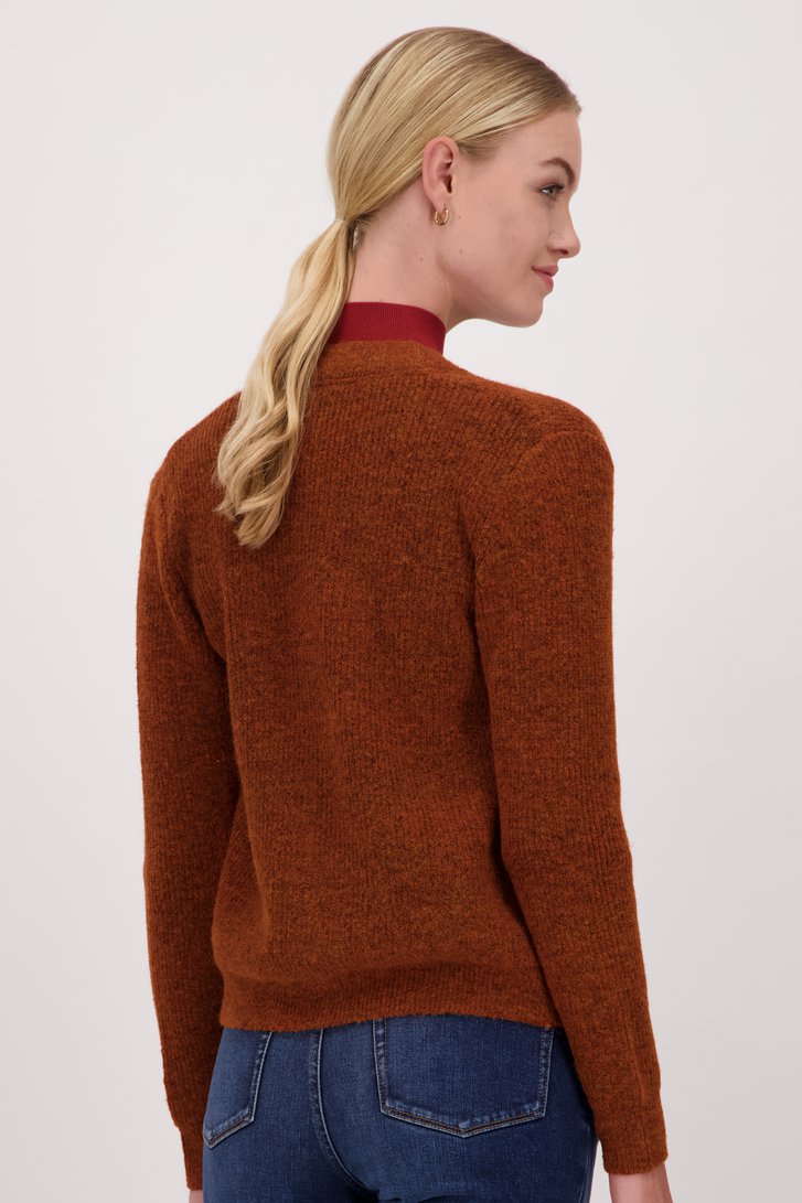 Cardigan court brun-orange de Liberty Island pour Femmes
