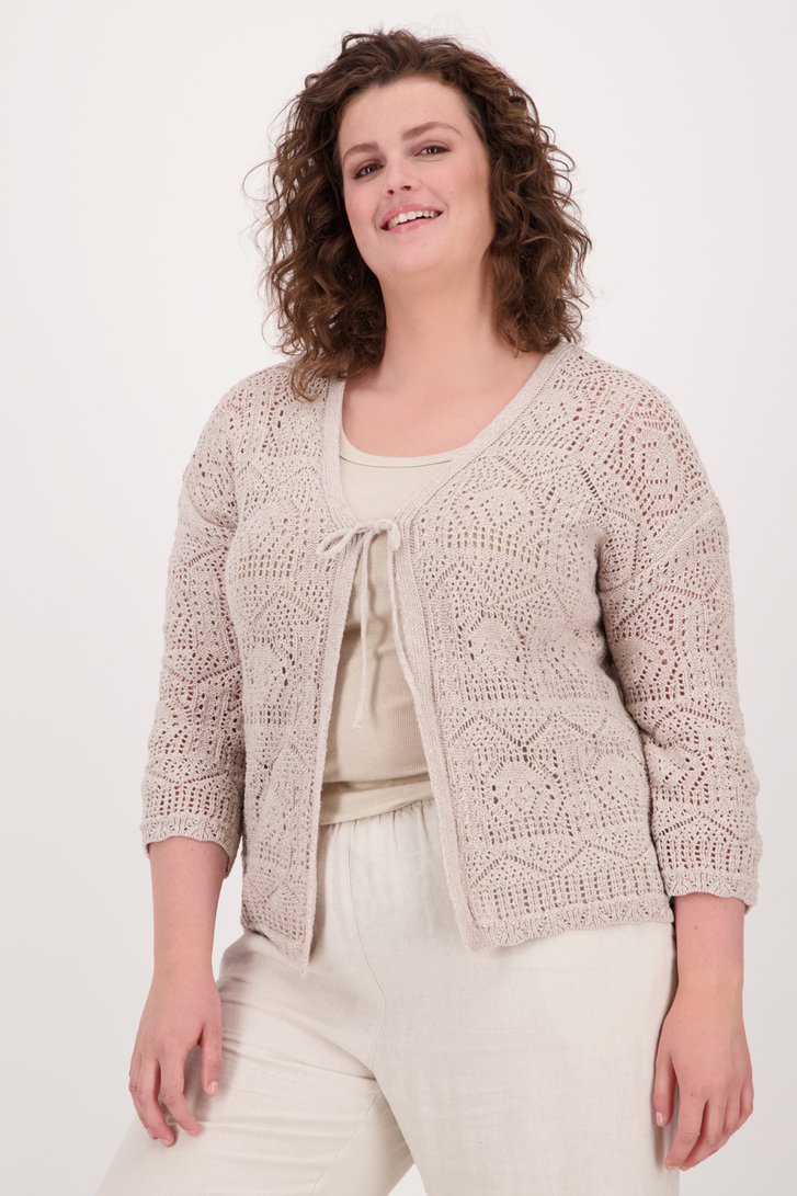 Cardigan en crochet beige de Only Carmakoma pour Femmes
