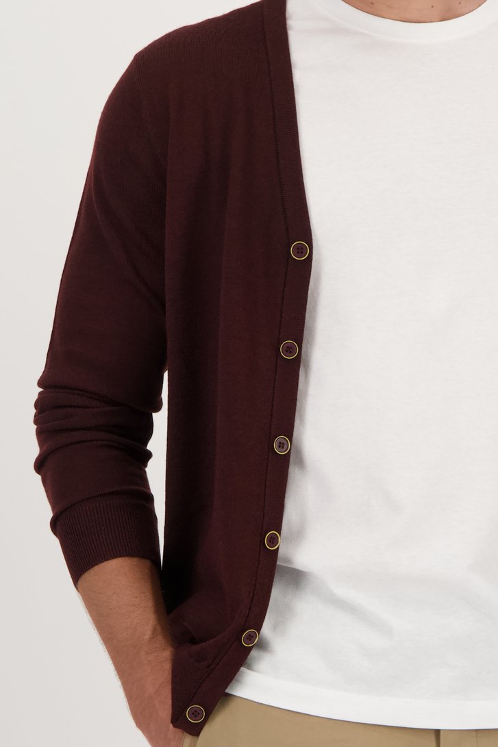 Cardigan en laine fine - Bordeaux de Dansaert Black pour Hommes