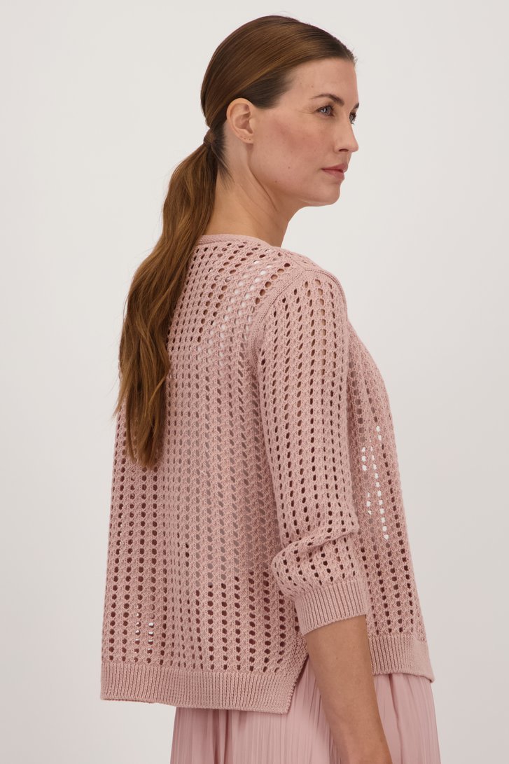 Cardigan en maille ajour rose de More & More pour Femmes