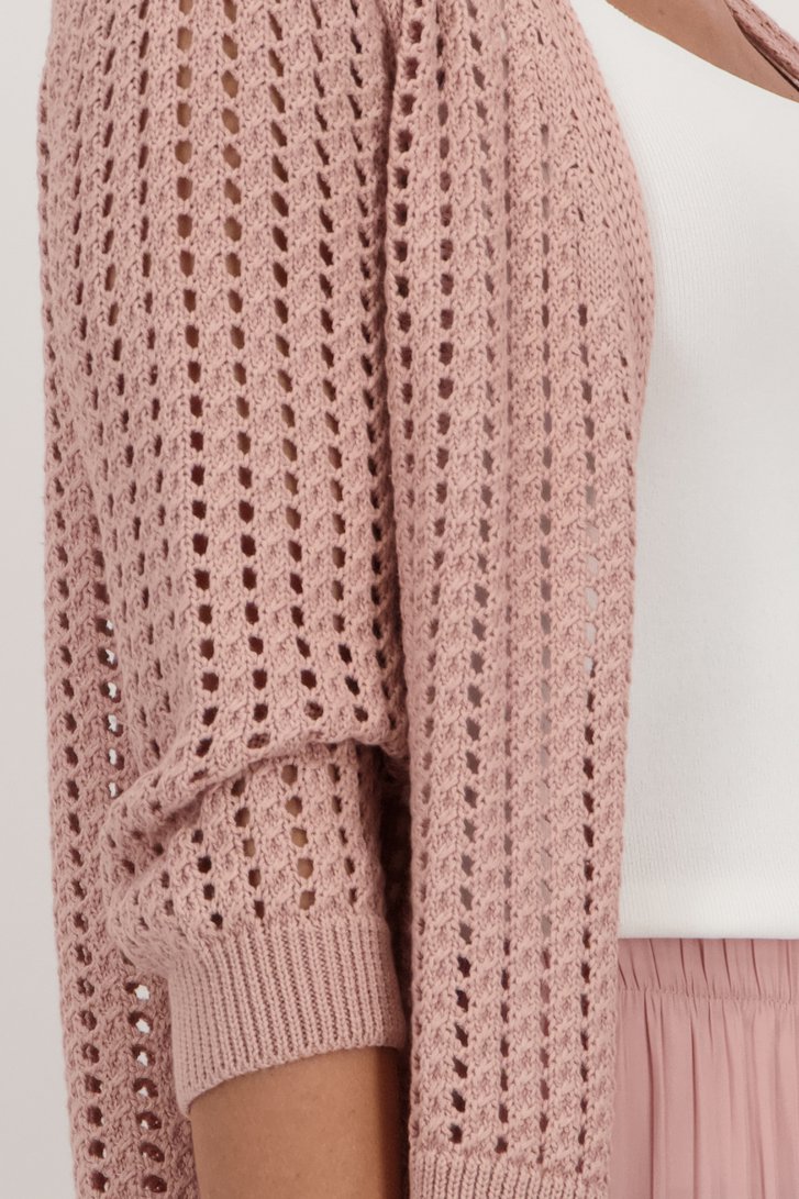 Cardigan en maille ajour rose de More & More pour Femmes