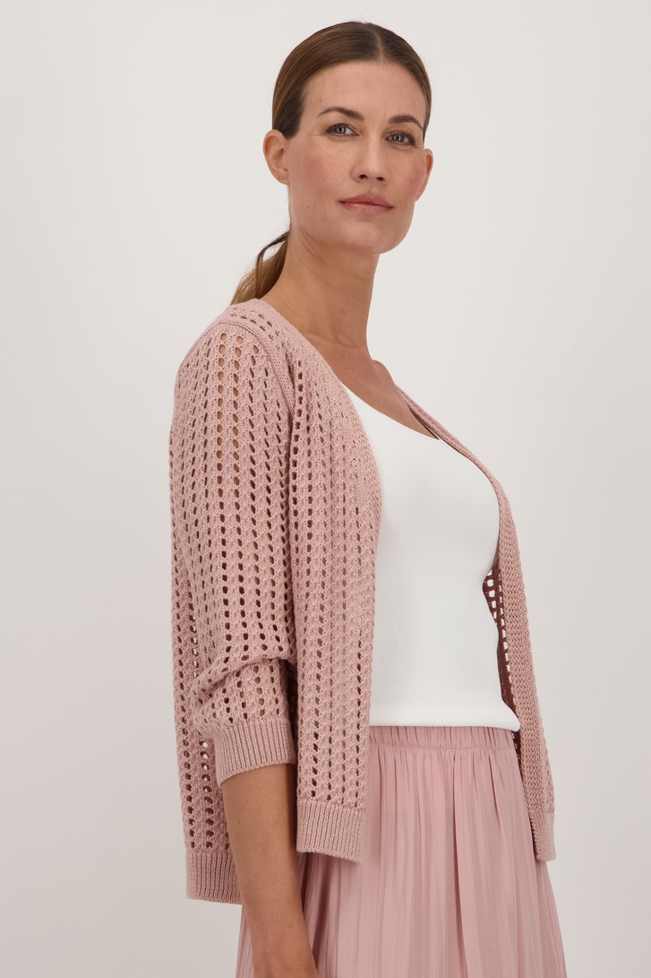 Cardigan en maille ajour rose de More & More pour Femmes