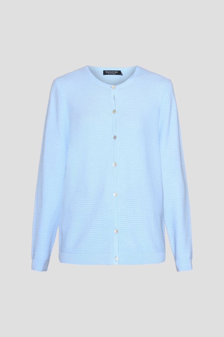 Cardigan en maille fine bleu clair de Signature pour Femmes
