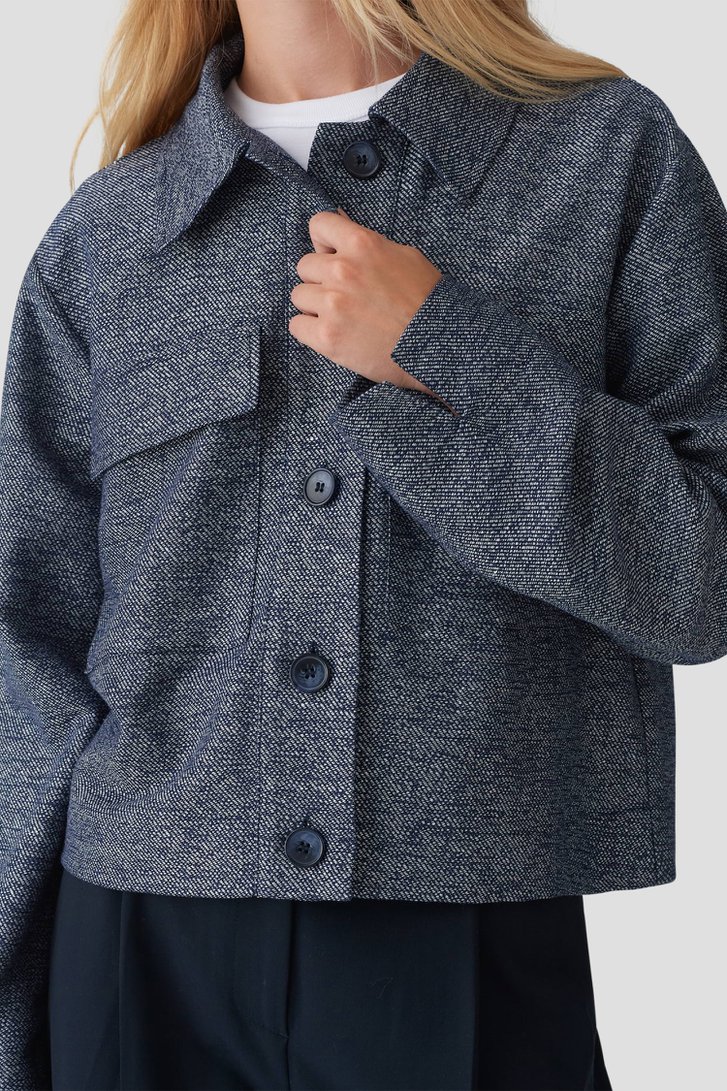 Cardigan en maille mélangée marine-blanc de Opus pour Femmes