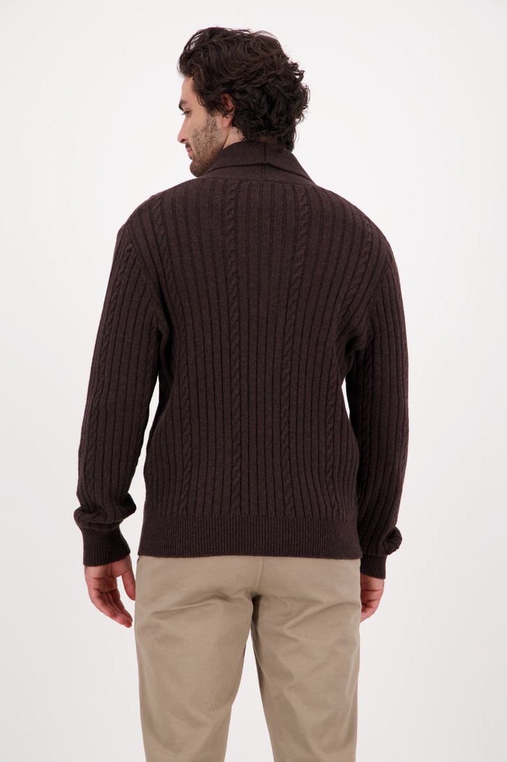 Cardigan en tricot marron de Upper East pour Hommes