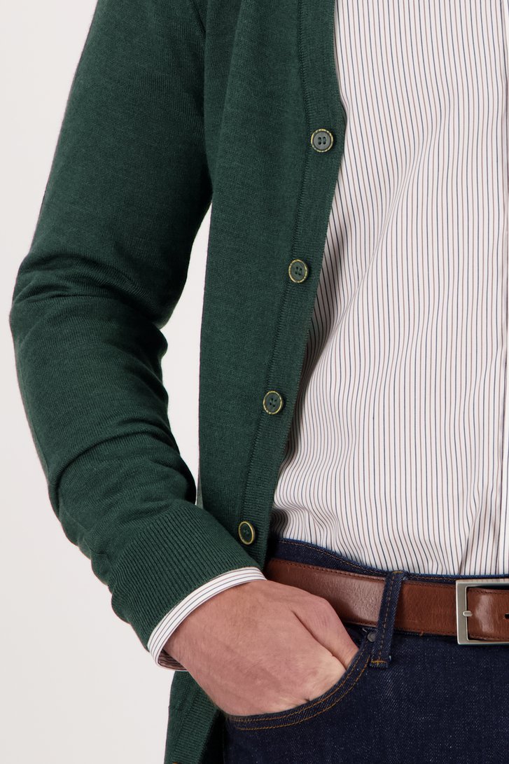 Cardigan fin vert foncé de Dansaert Black pour Hommes