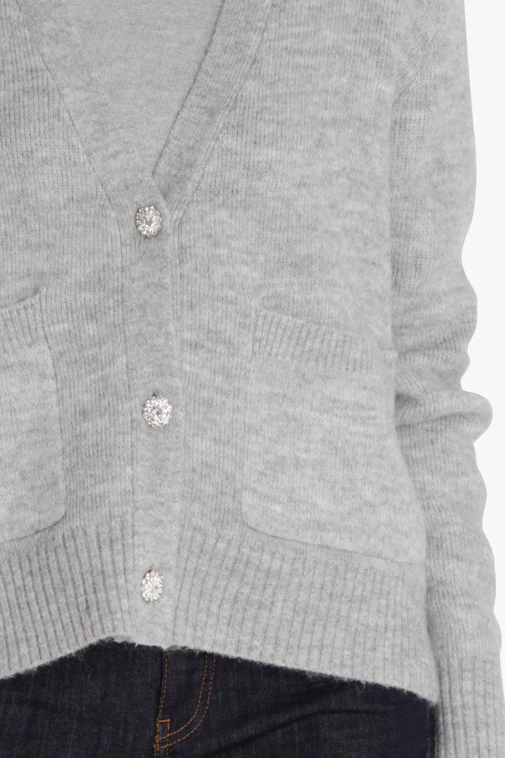 Cardigan gris avec boutons en strass de Opus pour Femmes