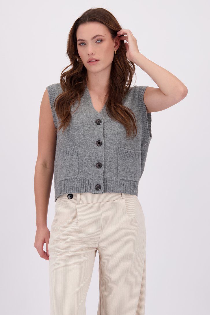 Le devant de Cardigan gris sans manches de JDY pour Femmes