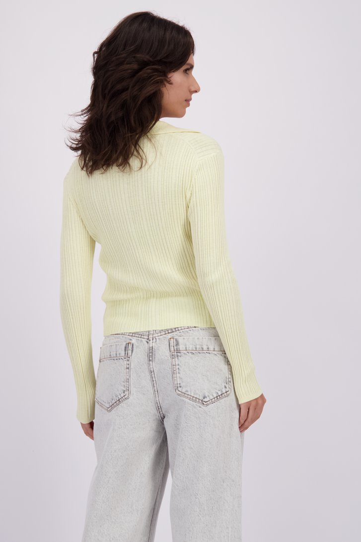 Le dos de Cardigan jaune clair à col polo de Louise pour Femmes
